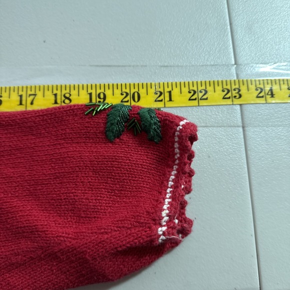 Work In Progress Christmas Sweater Womens XL Christmas Tree Beaded Embroidered - Picture 13 of 14